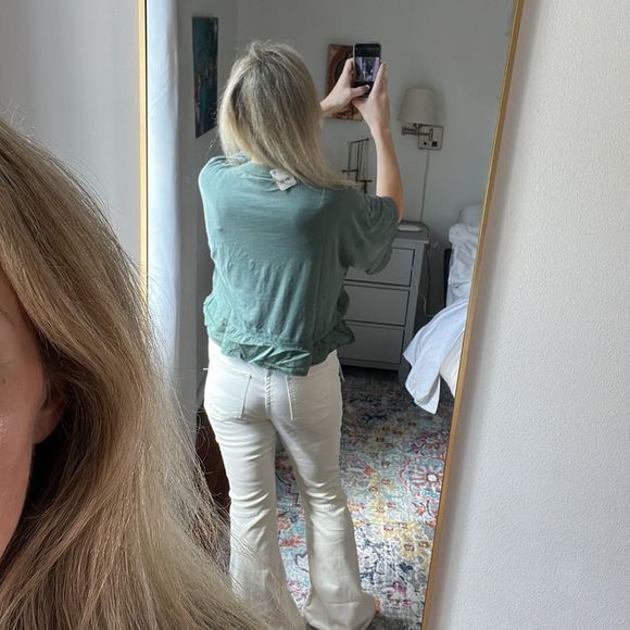 Free People Fall in Love Tee Washed Army Green Size Small - Picture 3 of 8